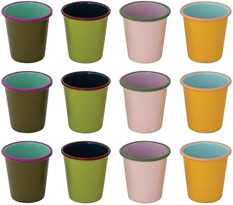 Juego de tazas de acero inoxidable esmaltado multicolor 12 piezas