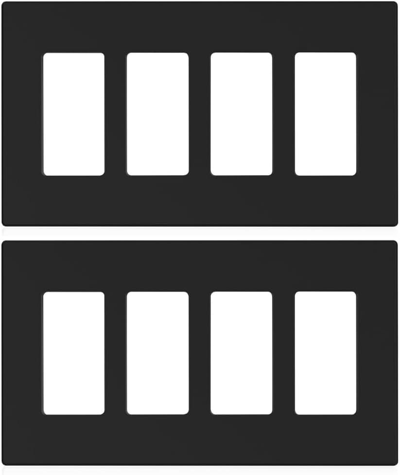 Placa pared sin tornillos 4 puertos negro polietileno pack 2