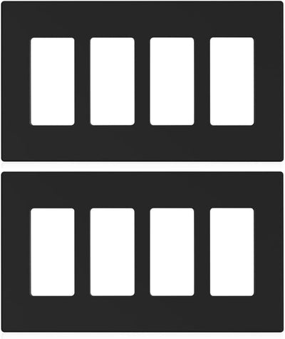 Placa pared sin tornillos 4 puertos negro polietileno pack 2