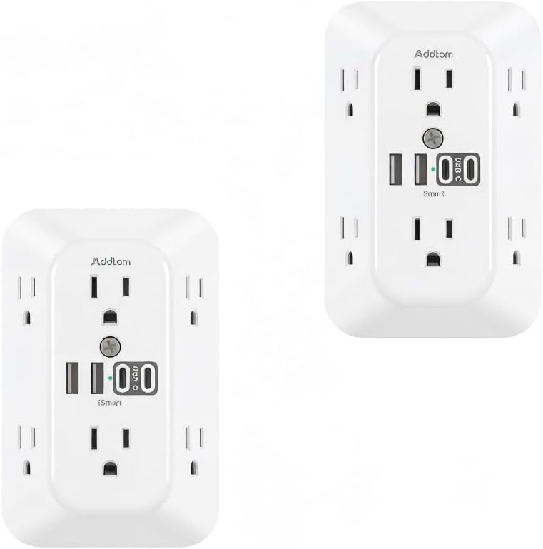Extensor con 6 tomas, 4 USB y 1800J para oficina 2 Pzas