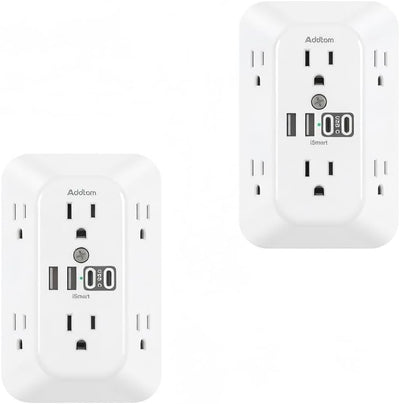 Extensor con 6 tomas, 4 USB y 1800J para oficina 2 Pzas