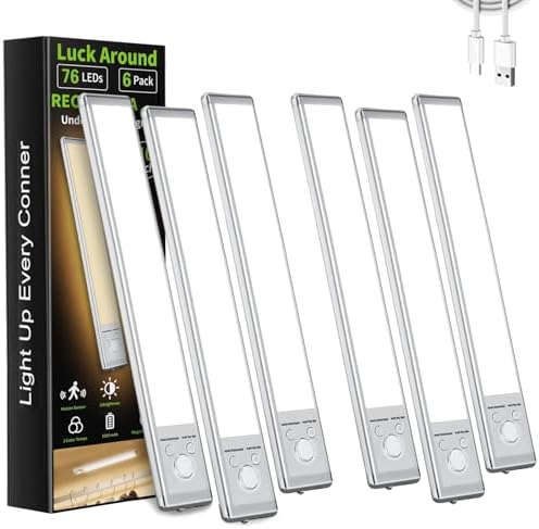 6 Luces LED sensor movimiento 12pulg recargable blanco