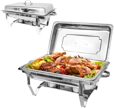 Jgo 9 platos rectangulares acero inox para buffet
