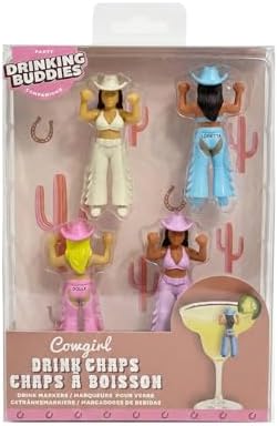 Marcadores de bebida reutilizables con dijes de copa cowgirl