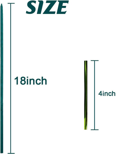 100 Varillas 18pulg para Plantas con 100 Lazos Verdes Bambú