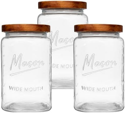 3 Pzas Frasco Vidrio 1gal Con Tapón Madera Almacenamiento Cocina