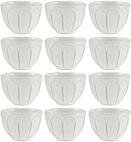 Set 12 Bowls Cerámica Reactiva Blanca