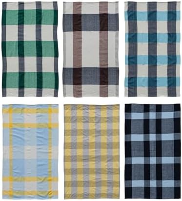 6 Pzas Toallas de té microfibra estampado gingham multicolor