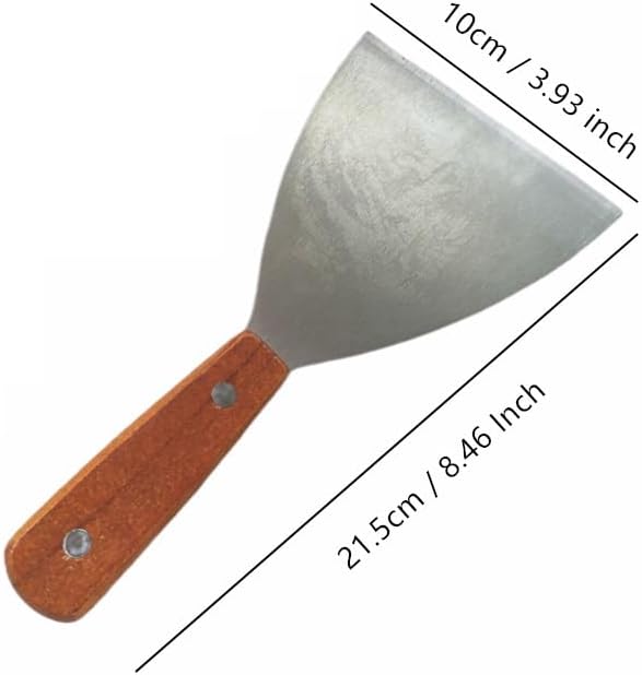 Espátula acero inox inclinada mango madera para parrilla set 2