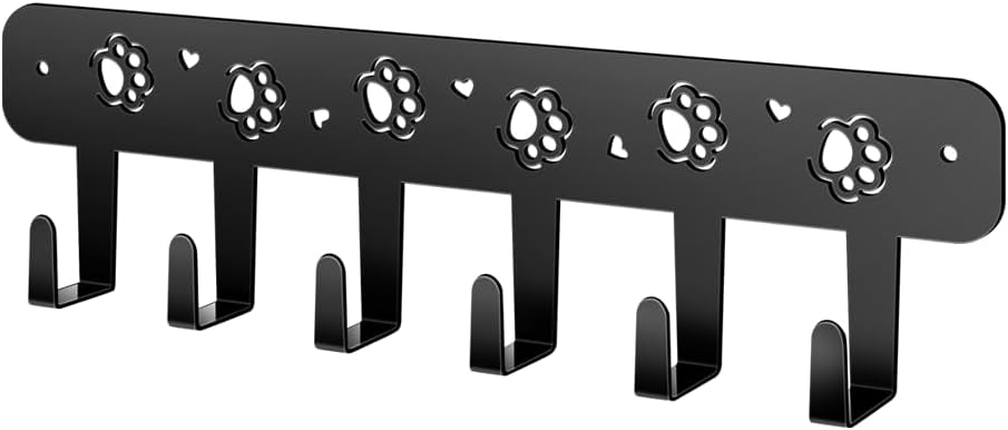 Soporte correa perro pared 6 ganchos negro mate