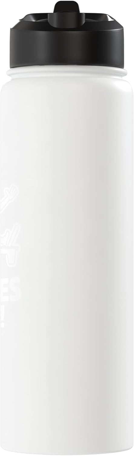 Bottella de agua acero inoxidable aislada instructor pilates bienestar fuerza core