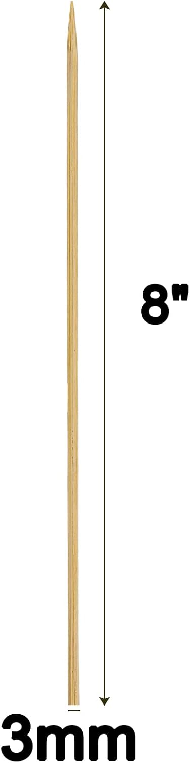 1000 Brochetas Bambú 8pulg para Barbacoa Aperitivos