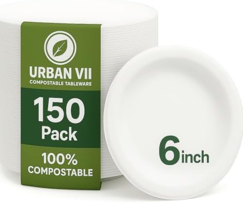 Platos de papel biodegradables de 6 pulgadas sin BPA 150 unidades