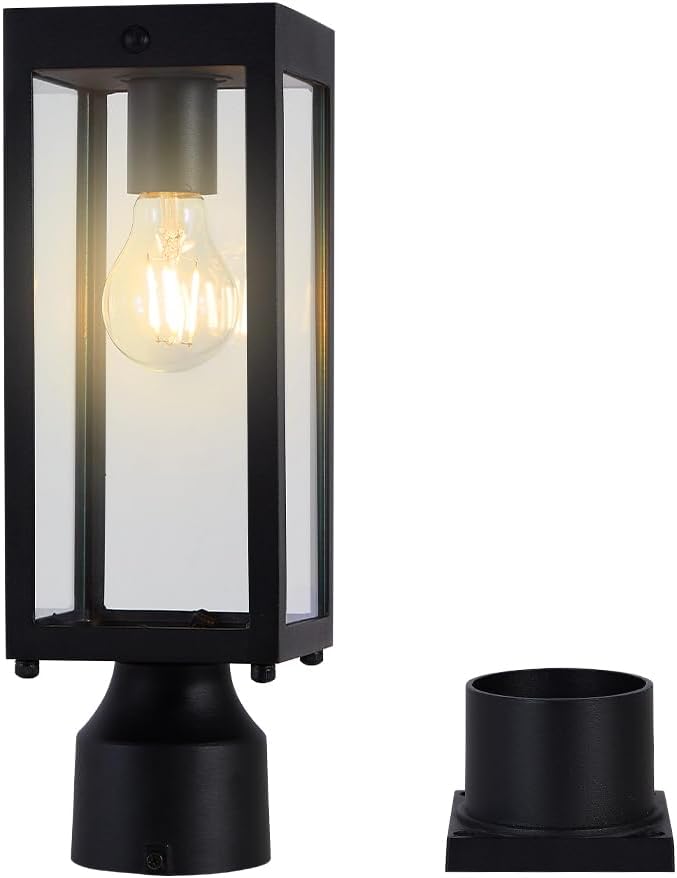 Lámpara solar poste exterior 14.5pulg negro mate