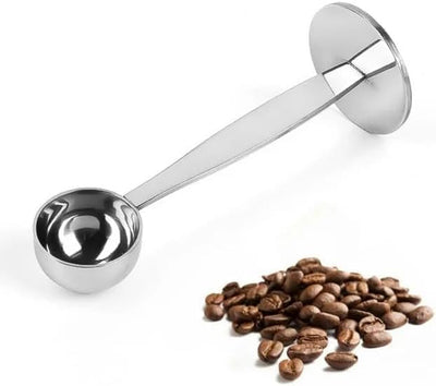 Cuchara de café plateada portátil de acero inoxidable 2 en 1