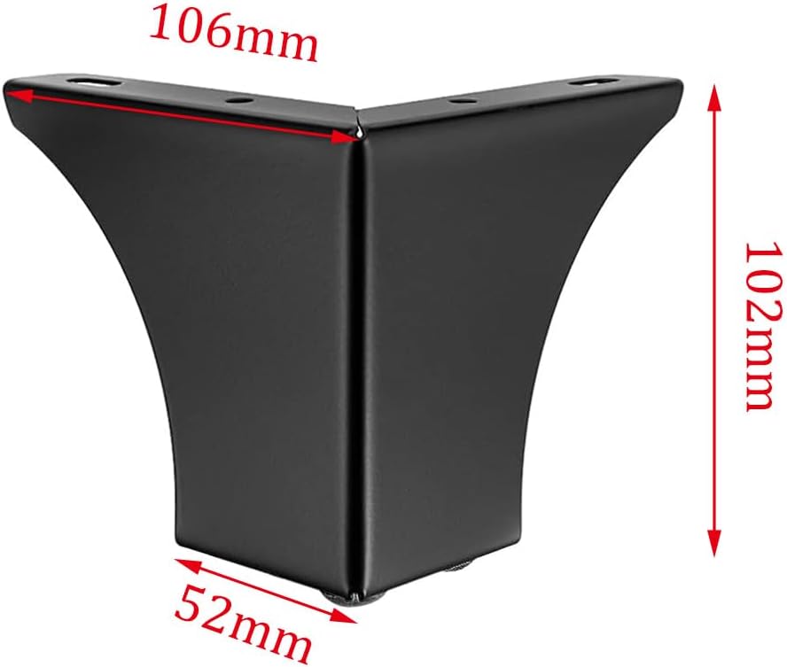 4 Pzas Patas Metal Negro Resistente para Muebles