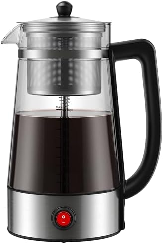 Cafetera eléctrica 10 tazas filtro acero inox vidrio borosilicato
