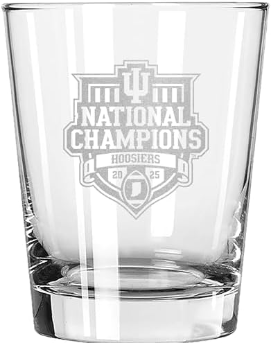 Producto oficial NCAA National Football Champs 2025 de 15 oz doble vidrio grabado Universidad Indiana