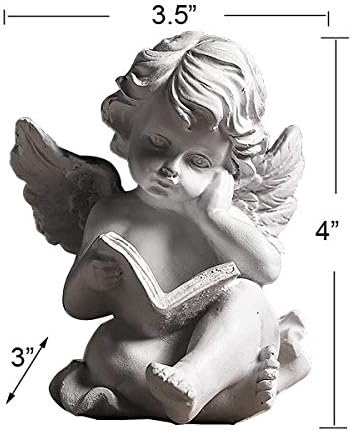 Estatua ángel alas querubín para hogar jardín 4pulg