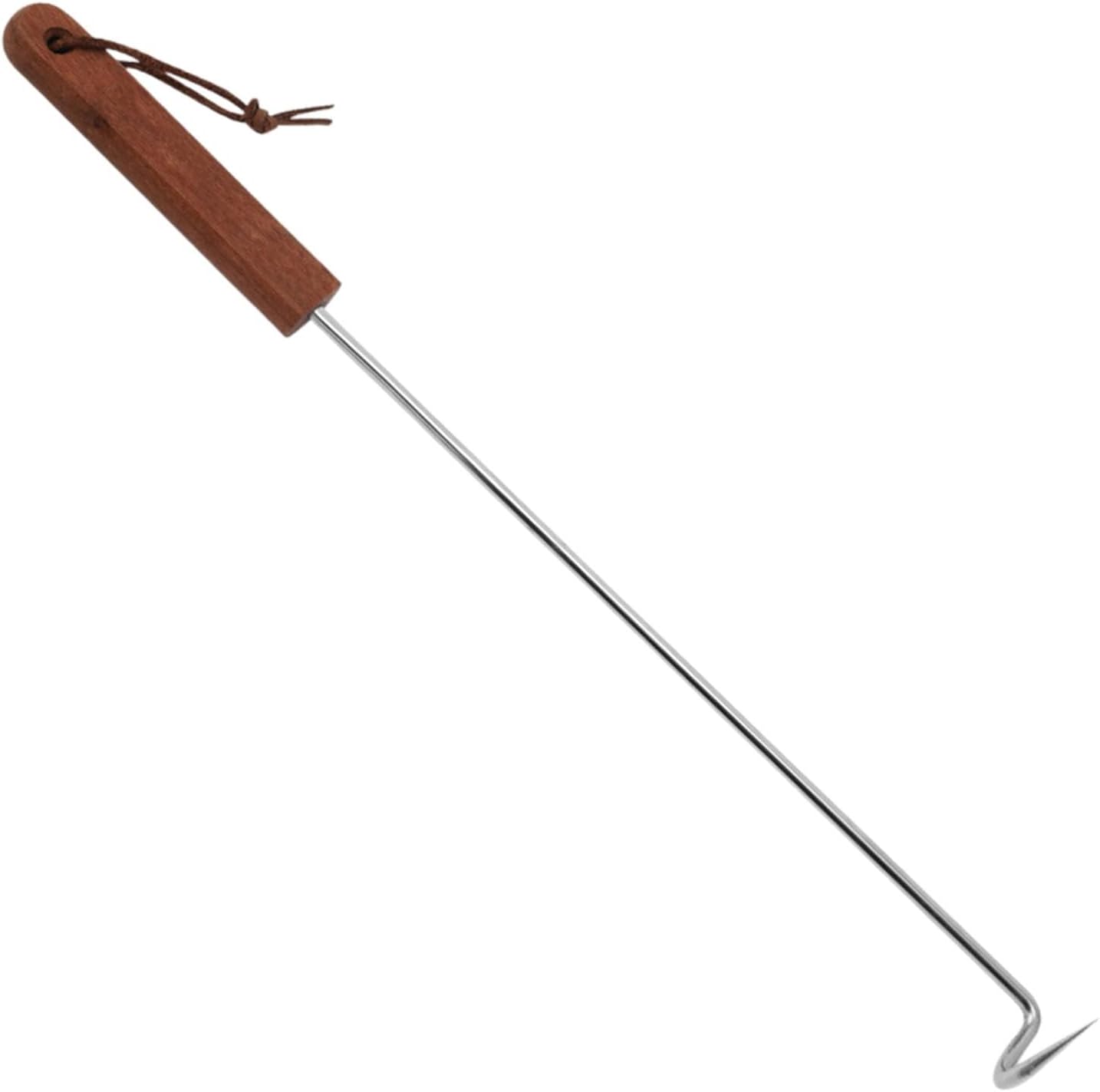 Gancho giratorio carne acero inox mango madera 17.3pulg