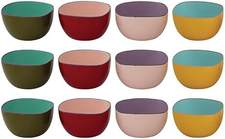 Set 12 Cuencos Acero Inox Cuadrados Multicolor