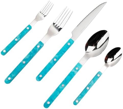 Set 20 Pzas Cubiertos Acero Inox 18/10 con Mango Resina