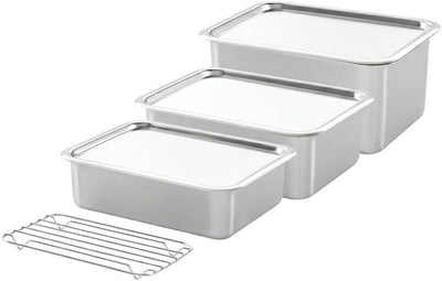 Set 3 Pzas Contenedores Alimento Acero Inox con Tapas