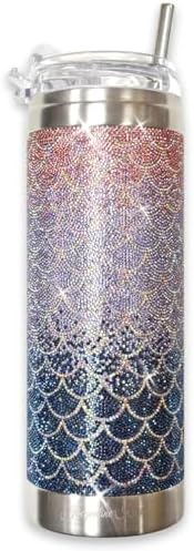 Vaso cristal sirena 20oz con tapa transparente popote