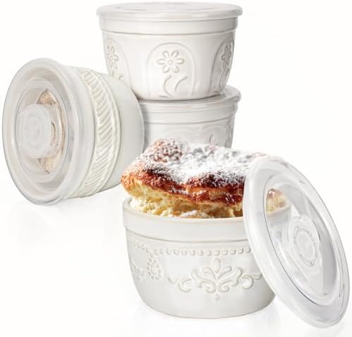 Set 4 Platos Ensalada Con Tapas 8.5pulg Apto Horno