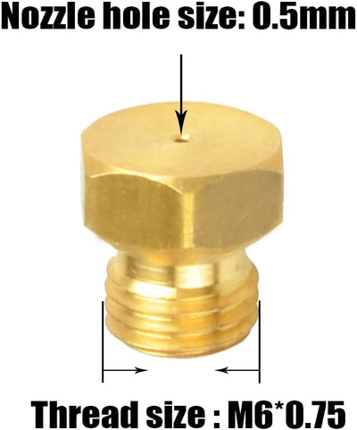 Boquilla chorro latón M6x0.2 para calentador agua DIY set 10