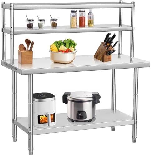 Mesa acero inox 36x24pulg estantes ajustables cocina