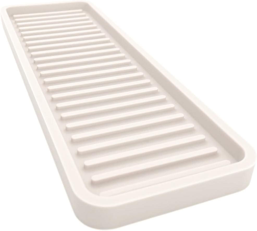 Bandeja organizadora de silicona para fregadero, soporte de esponja y protector de encimera, jabonera y dispensadora de baño y cocina crema de vainilla