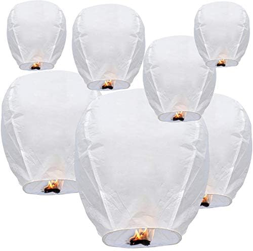 Pack 10 Linternas Papel Blanco para Fiesta Interior Exterior