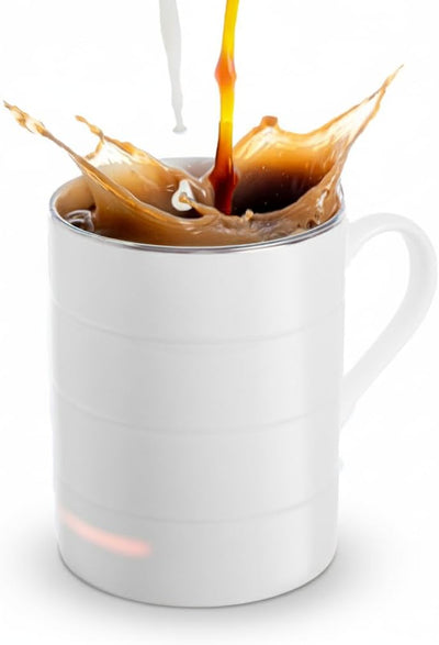 Taza café con calefacción inalámbrica base carga porcelana