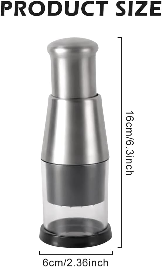 Picadora manual de alimentos compacta de acero inoxidable para ajo, papas, pimientos y cebolla