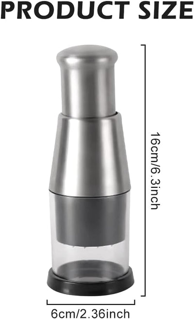 Picadora manual de alimentos compacta de acero inoxidable para ajo, papas, pimientos y cebolla