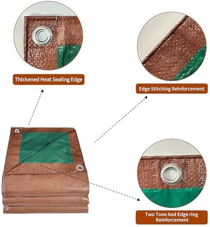 Lona 4x6ft impermeable 7mil UV resistente verde/marrón