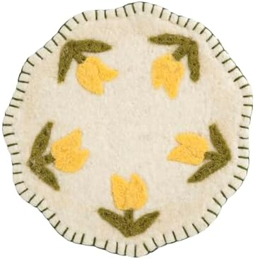 Salvamanteles florales amarillos de fieltro Mud Pie