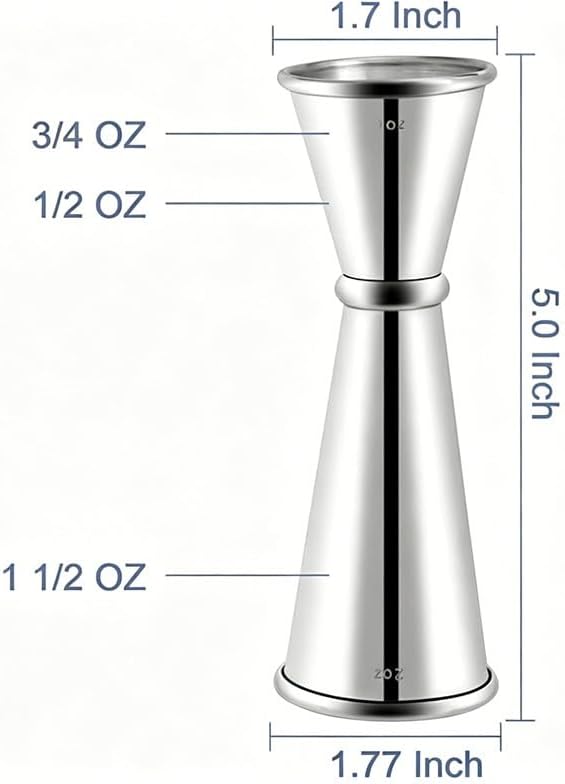 Jigger acero inox 304 doble 1 y 2 oz bartending profesional