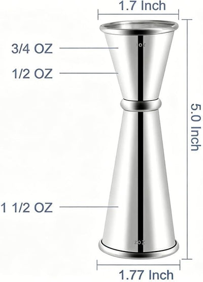 Jigger acero inox 304 doble 1 y 2 oz bartending profesional