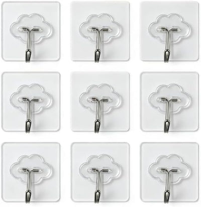 9 Ganchos Adhesivos Pared Transparentes Alta Carga 22lb