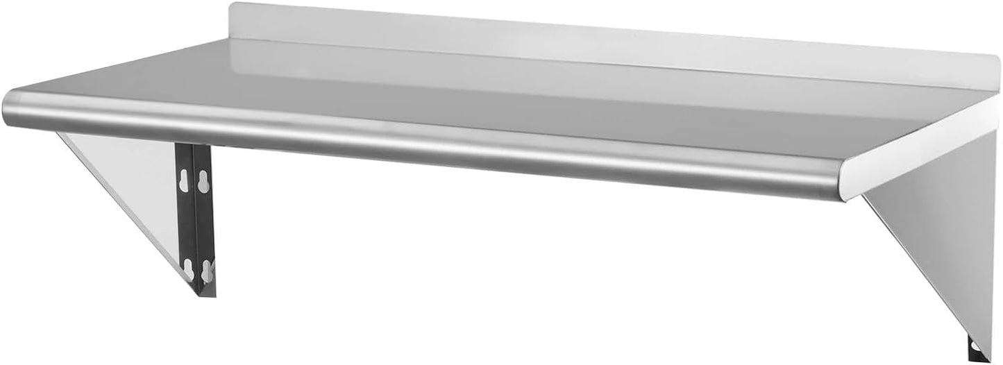 Estante pared acero inox 14x36pulg 230lb uso comercial
