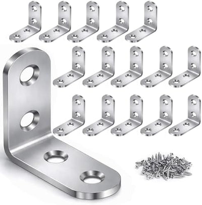 Set 16 Pzas Soportes L Acero Inox para Muebles