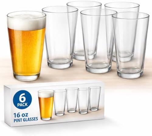 Paquete de 6 vasos de pinta transparentes duraderos