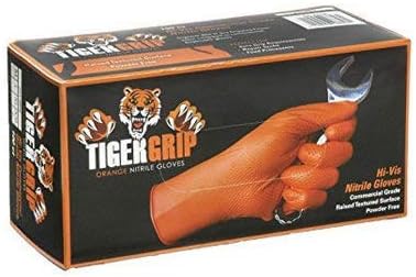 Guantes texturizados sin polvo ni látex naranja alta visibilidad