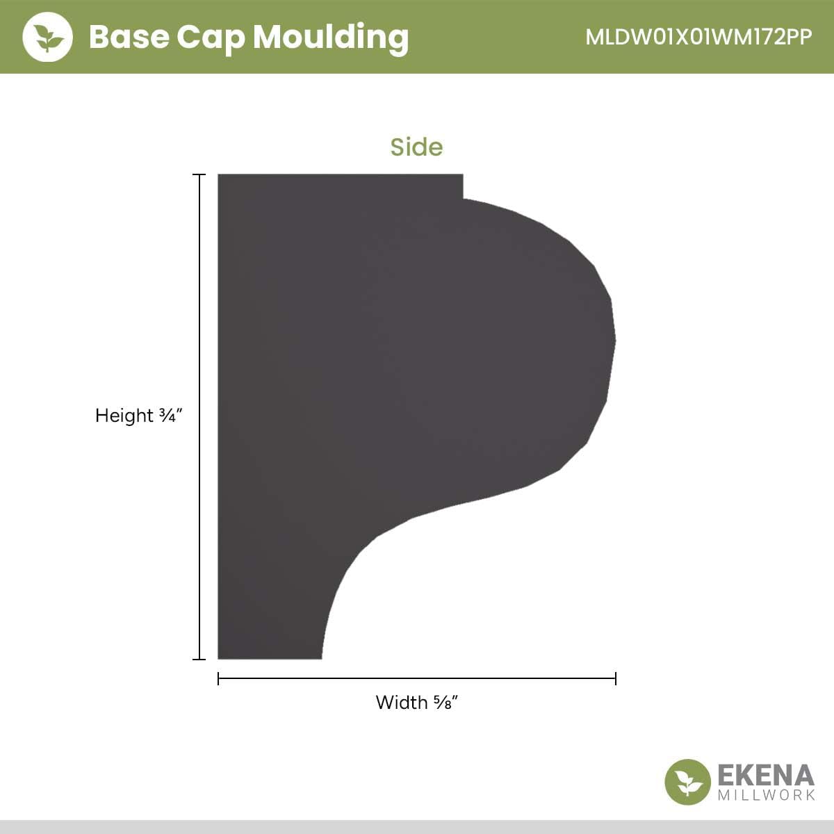 Base Cap Moulding Pino Traslapado 5/8x3/4x96