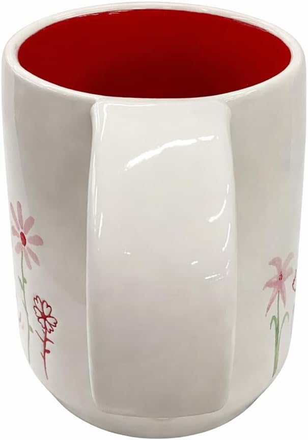 Taza café diseño flores roja Stop and Smell the Roses