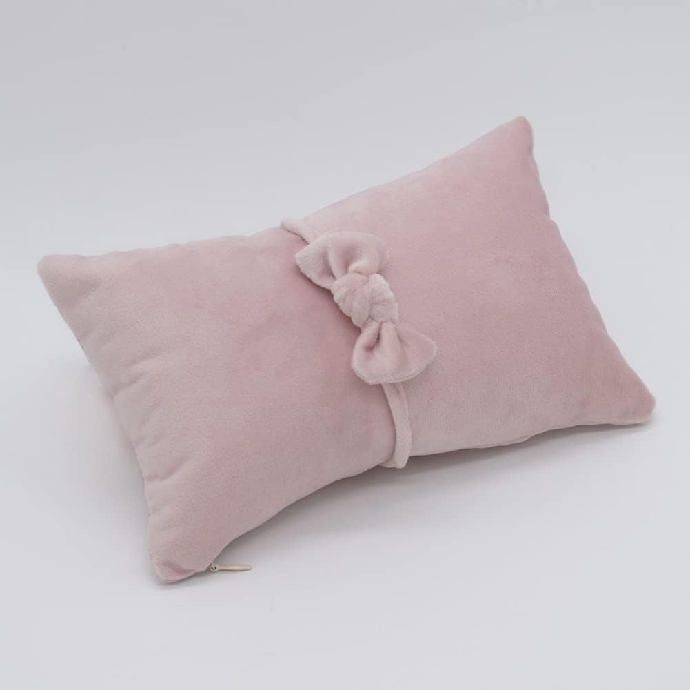 Almohada terciopelo diadema para posar bebé rosa