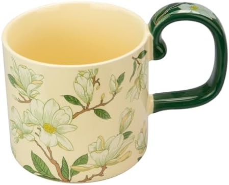 Taza de cerámica vintage de camelia con diseño floral