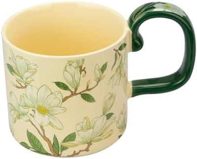 Taza de cerámica vintage de camelia con diseño floral